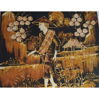 Batik scène op spierraam